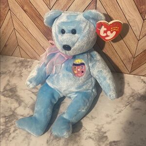 Eggs II (Eggs 2) Ty Beanie Babies Blue Teddy Bear Easter